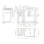Elleci-Lavello-Incasso-2-vasche-59x50-Quadra-150-Keratek-Grigio-Light-Grey-LKQ15097