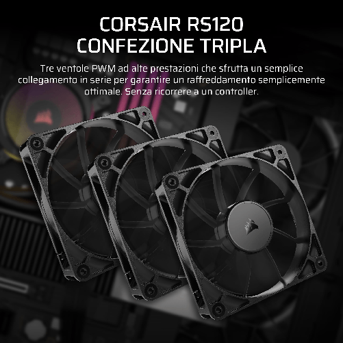 Ventole-CORSAIR-RS120-120-mm-PWM---Confezione-Tripla