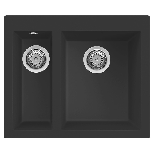 Elleci-Lavello-Incasso-2-vasche-59x50-Quadra-150-Granitek-Nero-LGQ15040