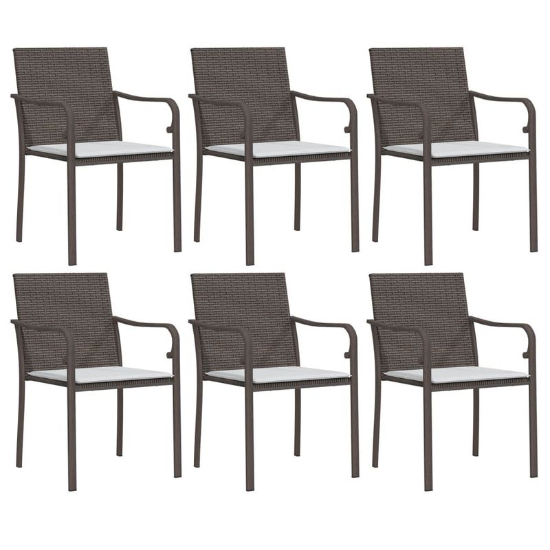 vidaXL-Sedie-da-Giardino-con-Cuscini-6pz-Marroni-56x59x84cm-Polyrattan