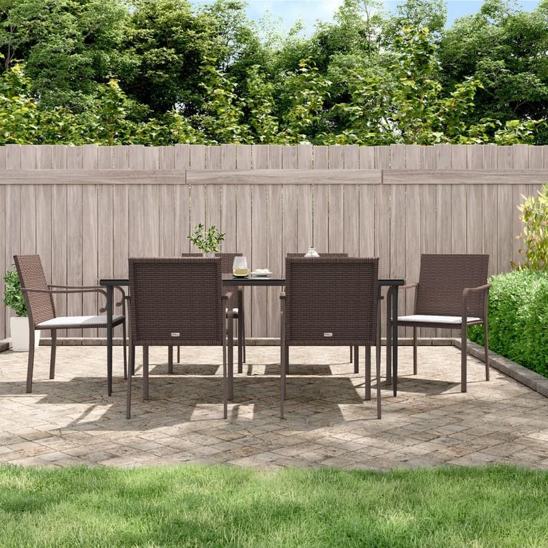 vidaXL-Sedie-da-Giardino-con-Cuscini-6pz-Marroni-56x59x84cm-Polyrattan