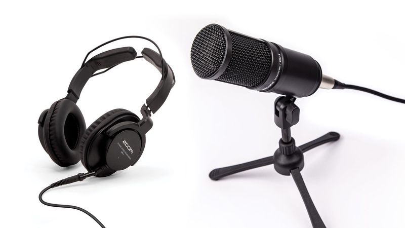 Zoom-ZDM-1PMP-Kit-Podcast-con-Microfono-Cavo-e-Cuffie-con-Treppiede