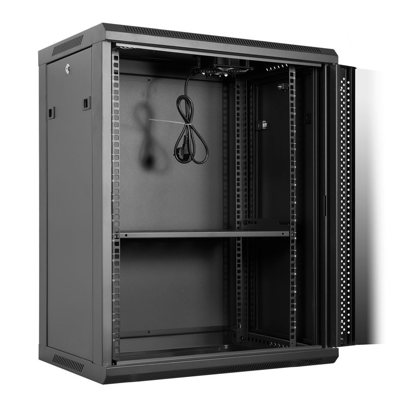 Aiten-Data-AI6615-Pensile-15U-profonditA A -600---Porta-in-vetro---Blocco-di-sicurezza---Include-vassoio-fisso-e-ventola-d