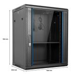 Aiten-Data-AI6615-Pensile-15U-profonditA A -600---Porta-in-vetro---Blocco-di-sicurezza---Include-vassoio-fisso-e-ventola-d