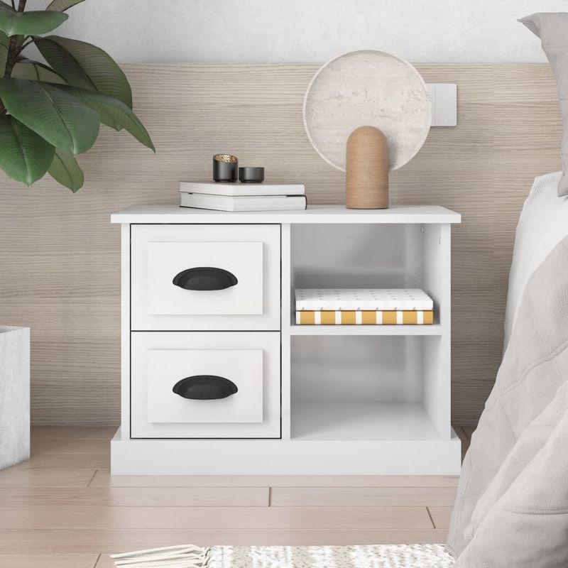 vidaXL-Comodino-Bianco-Lucido-60x355x45-cm