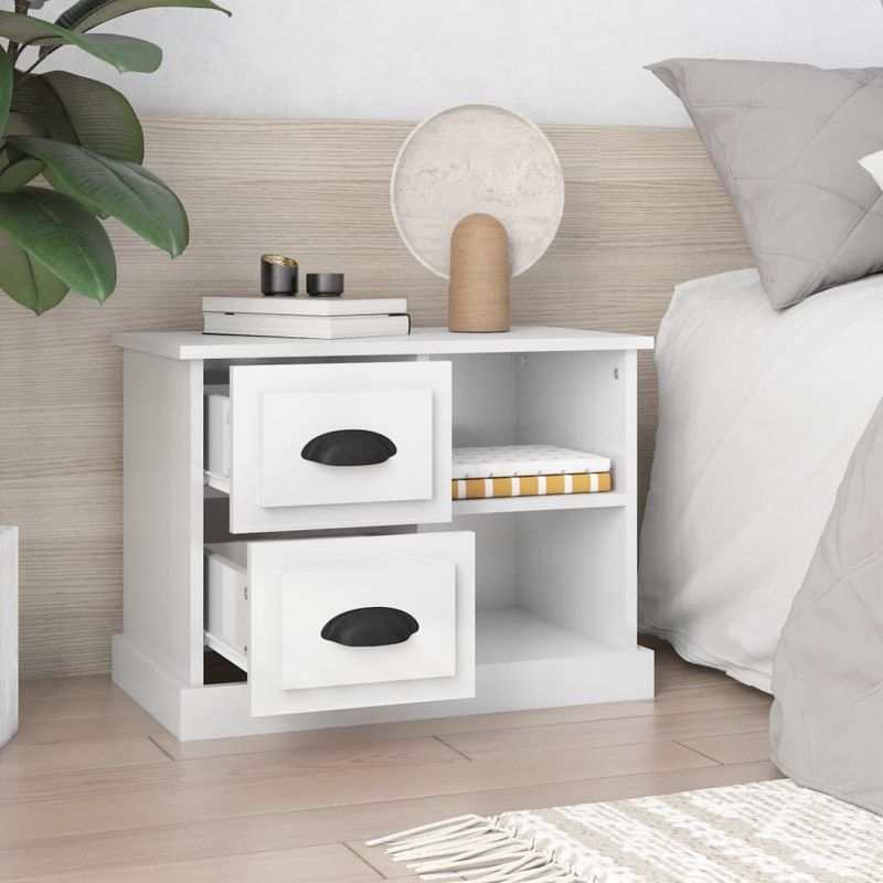 vidaXL-Comodino-Bianco-Lucido-60x355x45-cm