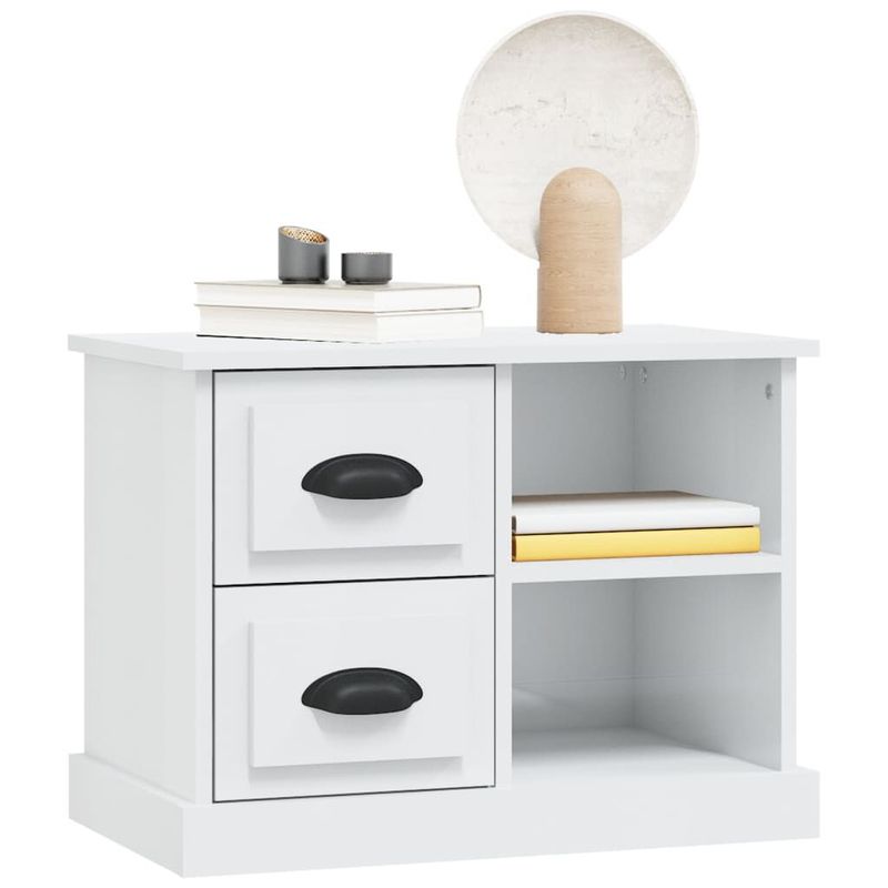 vidaXL-Comodino-Bianco-Lucido-60x355x45-cm