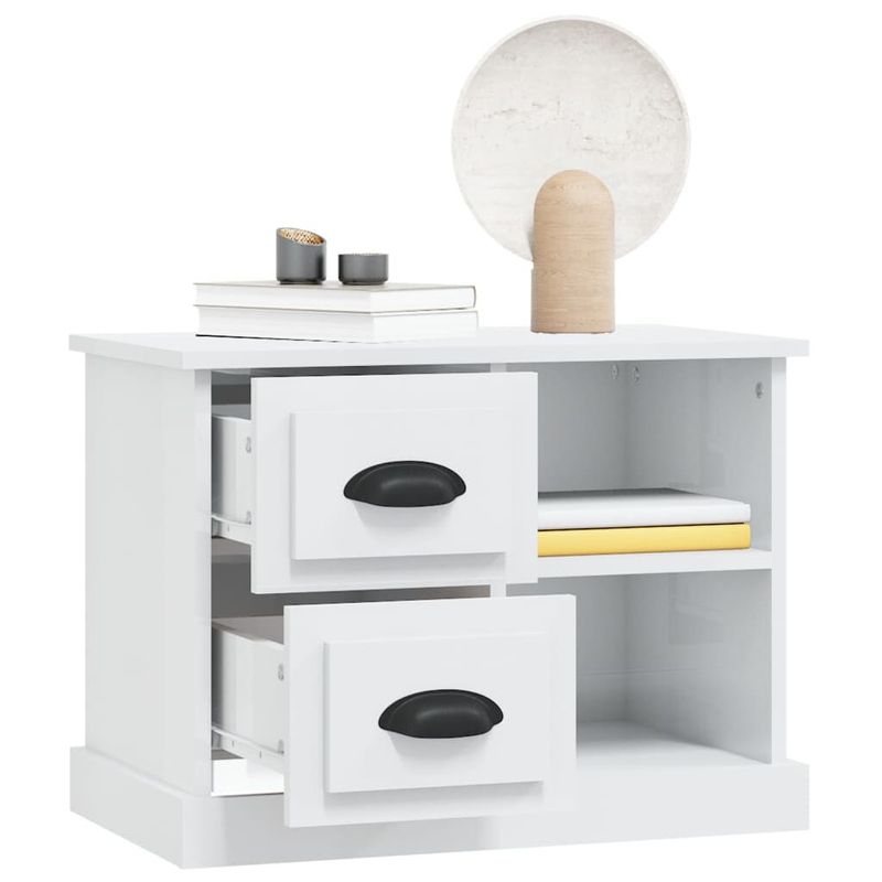 vidaXL-Comodino-Bianco-Lucido-60x355x45-cm