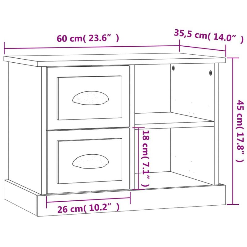 vidaXL-Comodino-Bianco-Lucido-60x355x45-cm