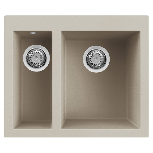 Elleci-Lavello-Incasso-2-vasche-59x50-Quadra-150-Keratek-Champagne-LKQ15095