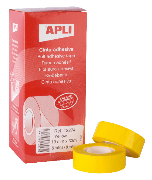 Nastro-adesivo-giallo-applicato-19-mm-x-33m---resistente-all-acqua-e-agenti-atmosferici---facile-da-tagliare-con-le-mani