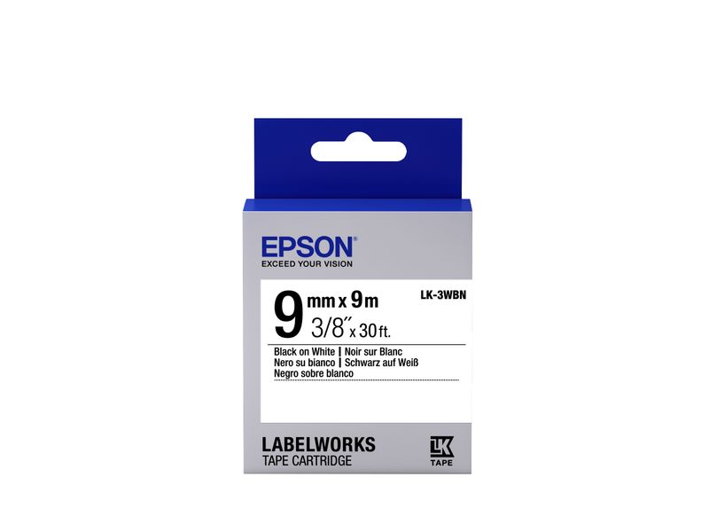 Epson-Nastro-fondo-Standard-Bianco-per-testo-Nero-9-9-LK-3WBN