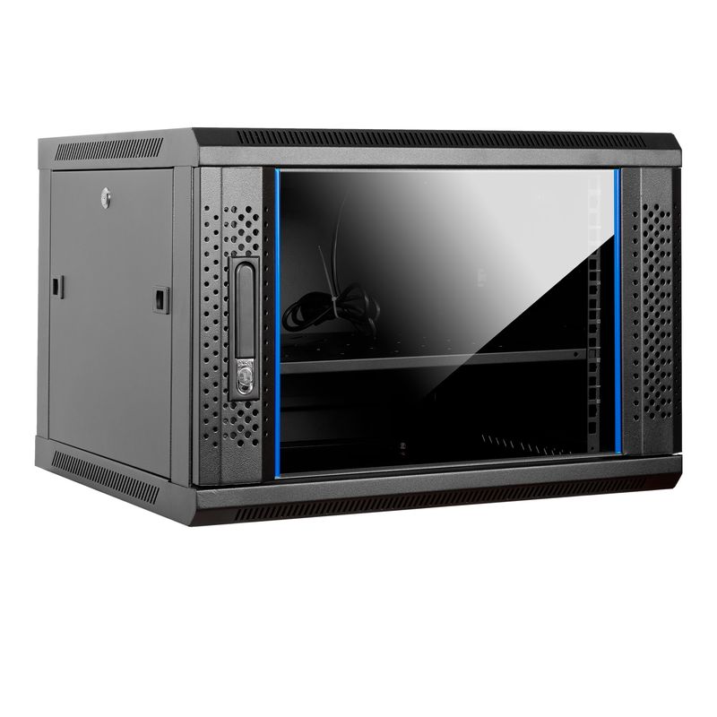 Aiten-Data-AI6409-Pensile-9U-profondita-450---Porta-in-vetro---Blocco-di-sicurezza---Include-vassoio-fisso-e-ventola-da-120-mm---Colore-nero