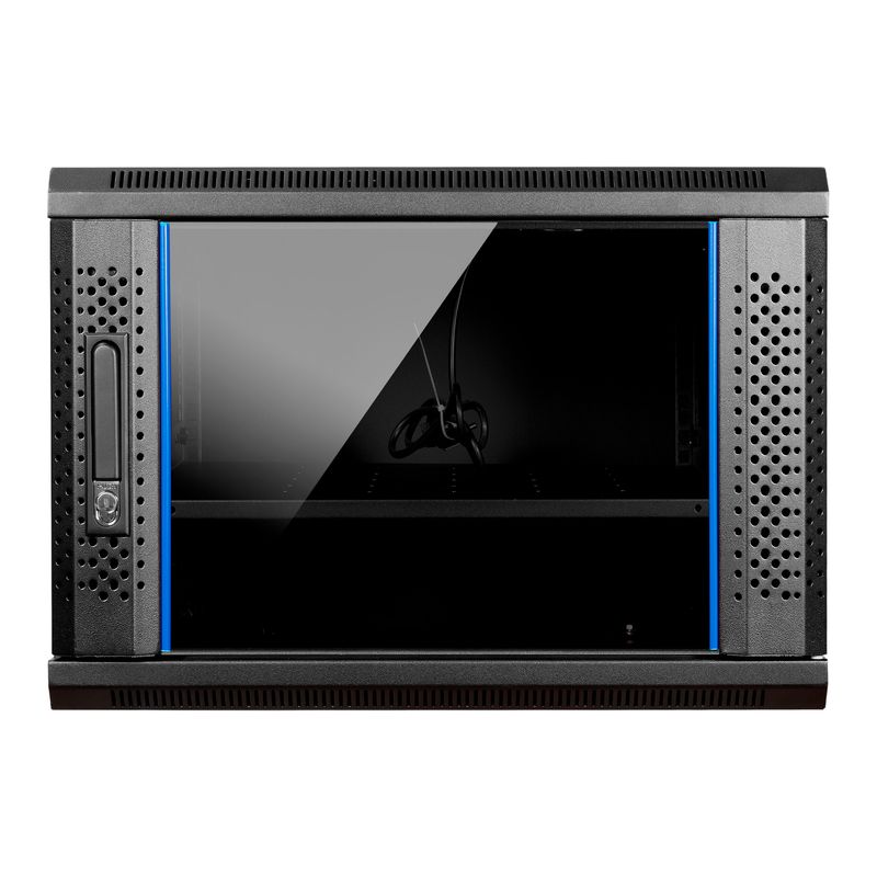 Aiten-Data-AI6409-Pensile-9U-profondita-450---Porta-in-vetro---Blocco-di-sicurezza---Include-vassoio-fisso-e-ventola-da-120-mm---Colore-nero