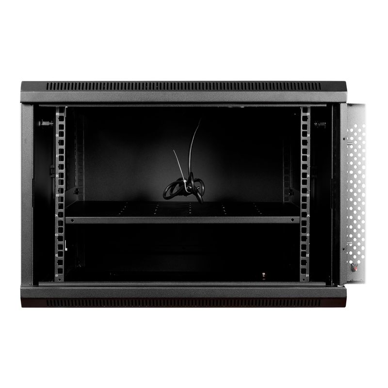 Aiten-Data-AI6409-Pensile-9U-profondita-450---Porta-in-vetro---Blocco-di-sicurezza---Include-vassoio-fisso-e-ventola-da-120-mm---Colore-nero