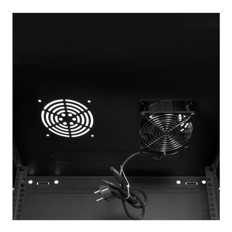 Aiten-Data-AI6409-Pensile-9U-profondita-450---Porta-in-vetro---Blocco-di-sicurezza---Include-vassoio-fisso-e-ventola-da-120-mm---Colore-nero