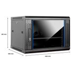 Aiten-Data-AI6409-Pensile-9U-profondita-450---Porta-in-vetro---Blocco-di-sicurezza---Include-vassoio-fisso-e-ventola-da-120-mm---Colore-nero