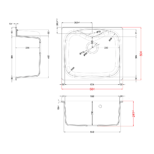 Elleci-Lavello-Incasso-1-vasca-58x50-Fox-200-Granitek-Grigio-Aluminium-LMF20079