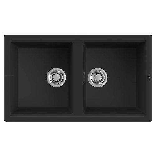 Elleci-Lavello-Incasso-2-vasche-86x51-Best-450-Keratek-Nero-Black-Assoluto-LKB45086