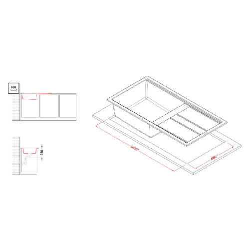 Elleci-Lavello-Incasso-1-vasca-100x51-Best-480-Granitek-Grigio-Aluminium-LMB48079