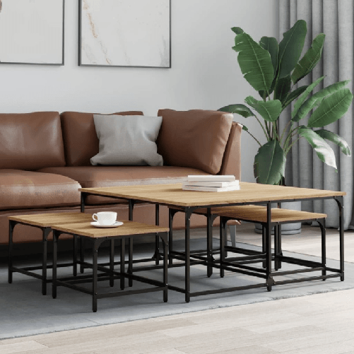 vidaXL-Tavolini-Impilabili-5-pz-Rovere-Sonoma-in-Legno-Multistrato