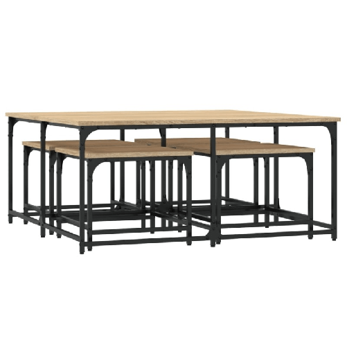 vidaXL-Tavolini-Impilabili-5-pz-Rovere-Sonoma-in-Legno-Multistrato