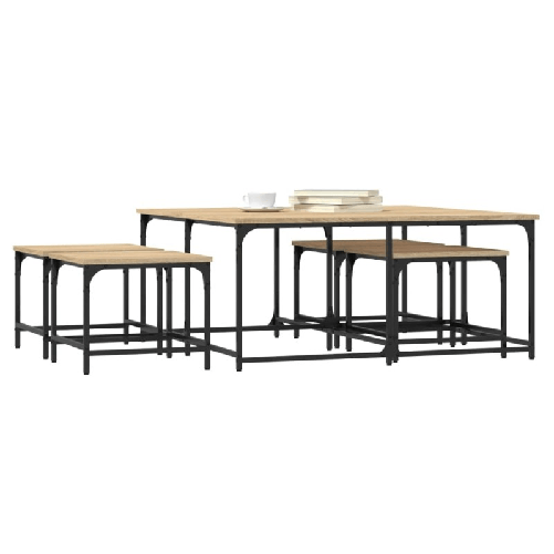 vidaXL-Tavolini-Impilabili-5-pz-Rovere-Sonoma-in-Legno-Multistrato