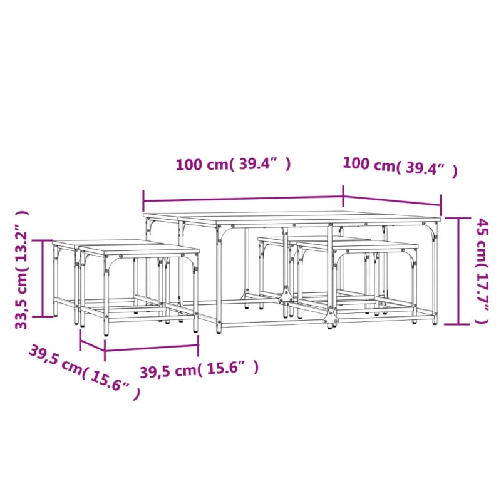 vidaXL-Tavolini-Impilabili-5-pz-Rovere-Sonoma-in-Legno-Multistrato