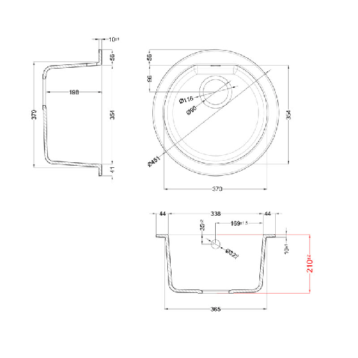 Elleci-Lavello-Tondo-da-incasso-Fox-ROUND-Granitek-Antracite-LGFROU59