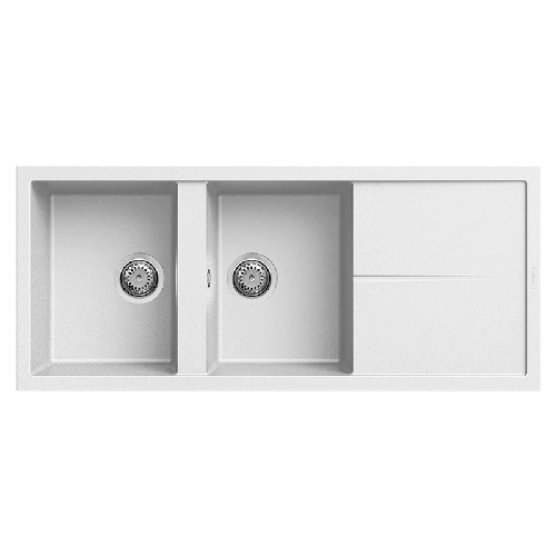 Elleci-Lavello-Incasso-2-vasche-116x50-Unico-500-Keratek-White-Bianco-Assoluto-LKU50096