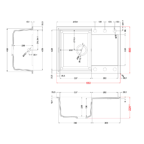 Elleci-Lavello-Incasso-1-vasca-68x50-Easy-135-Granitek-Grigio-Cemento-LGY13548