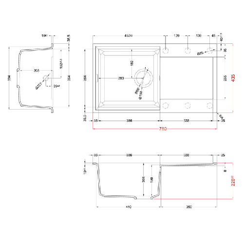Elleci-Lavello-Incasso-1-vasca-78x435-Easy-290-Granitek-Grigio-Tortora-LGY29043
