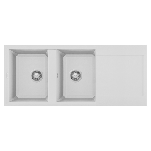 Elleci-Lavello-Incasso-2-vasche-116x50-Easy-500-Granitek-Bianco-LGY50068