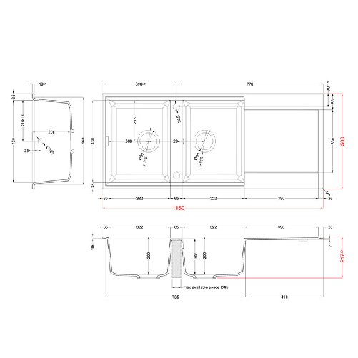 Elleci-Lavello-Incasso-2-vasche-116x50-Easy-500-Granitek-Bianco-LGY50068