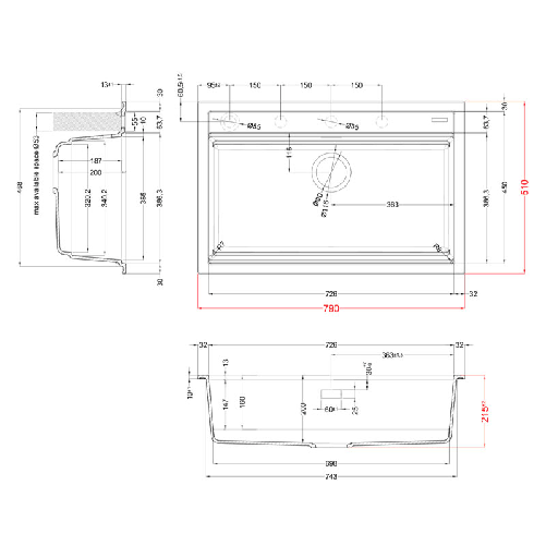 Elleci-Lavello-Incasso-1-vasca-79x51-Best-130-Bundle-Keratek-Grigio-Dove-Grey-LKB13093K2