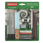 Derwent Academy Sketching Pack de 6 Lapices de Grafito de Durezas Surtidas, 2 Bloques de Grafito, 2 Barras de Dibujo sin