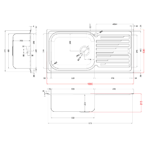 Elleci-Lavello-Incasso-1-vasca-100x50-Vasca-a-Sinistra-Sky-480-Satinata-Acciaio-Inox-LIK480SACSX
