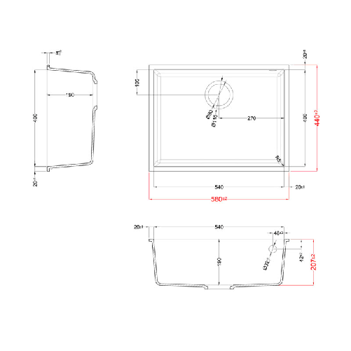 Elleci-Lavello-Incasso-1-vasca-58x44-Quadra-110-Sottotop-Keratek-Grigio-Light-Grey-LKQ11097BSO
