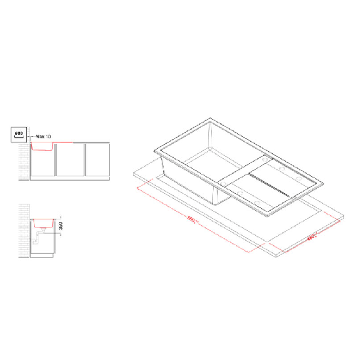 Elleci-Lavello-Incasso-1-vasca-100x50-Unico-480-Granitek-Antracite-LGU48059