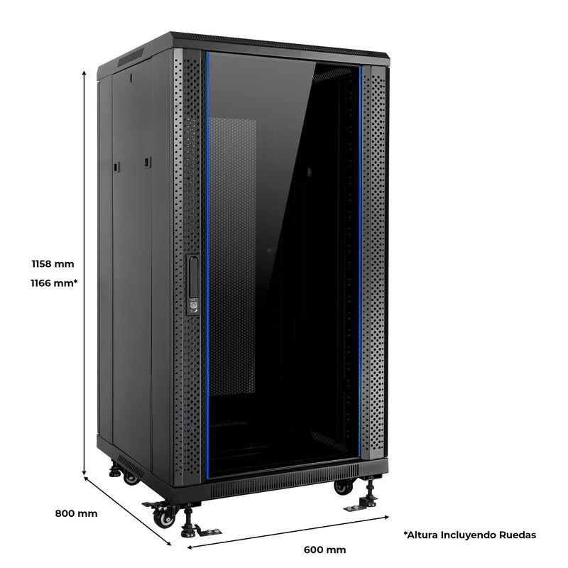 Aiten-Data-AI6822S-Armadio-da-Pavimento-22U---Larghezza-600---ProfonditA A -800---senza-Accessori---Ruote-con-Freno---Colo