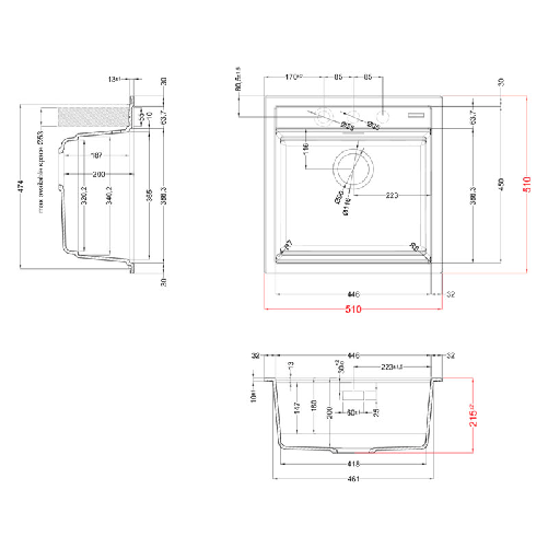 Elleci-Lavello-Incasso-1-vasca-51x51-Best-104-Granitek-Grigio-Tortora-LGB10443