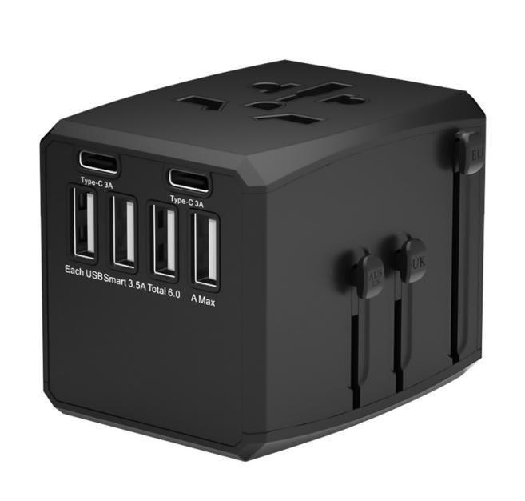 Microconnect World Travel Adapter, 4 USB A - and 2 USB C ports - Warranty: 300M