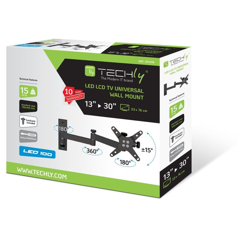 Techly-Supporto-a-muro-per-TV-LED-LCD-13-30---inclinabile-3-snodi-nero--ICA-LCD-104BK-