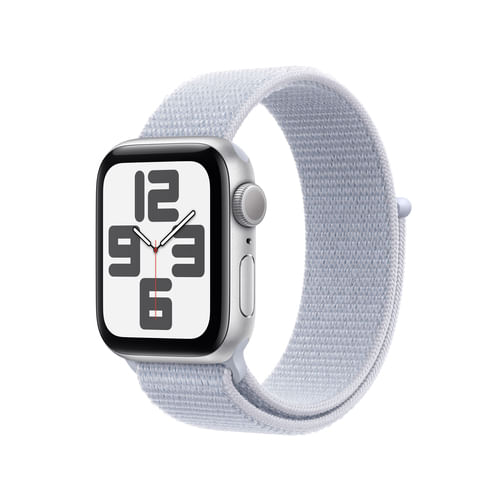 Apple Watch SE (2ª gen.) GPS 40 mm - Smartwatch Argento con Cinturino Sport Loop Nuvola Azzurra Apple Watch SE GPS 40mm Cassa in Alluminio Color Argento con Blu tempesta Sport Loop