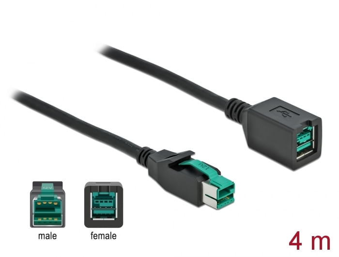 DeLOCK---PoweredUSB-extension-cable---USB-PlusPower--12-V---M--bis-USB-PlusPower--12-V---W--40m---Schwarz--85983-