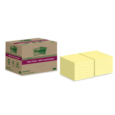-Foglietti-riposizionabili-Post-itAaAA®-Super-Sticky-carta-riciclata-al-100--76x76-mm-Giallo-Canary---12-blocchetti-da-70