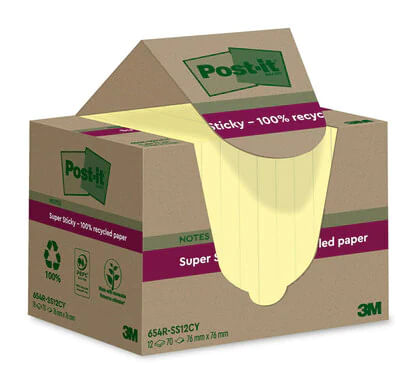 -Foglietti-riposizionabili-Post-itAaAA®-Super-Sticky-carta-riciclata-al-100--76x76-mm-Giallo-Canary---12-blocchetti-da-70
