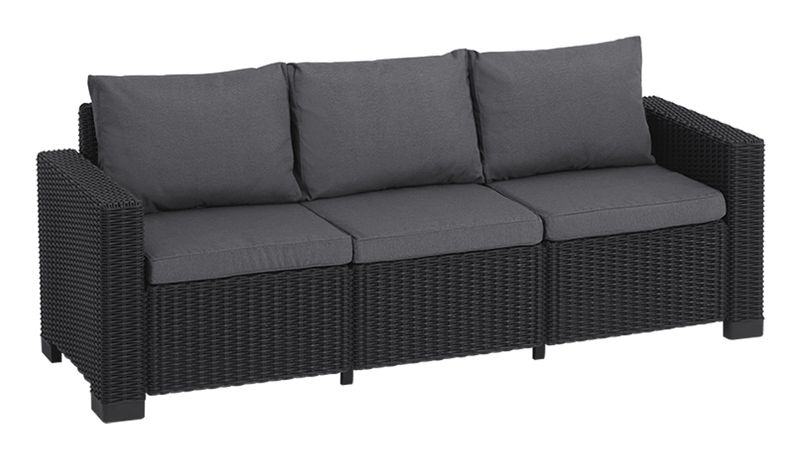 CALIFORNIA-SOFA-3-SEATER-CON-CUSCINI-SEDUTA-SCHIENALE---198X68X715H---ROUND-WICKER-6-MM---GRAFITE-------