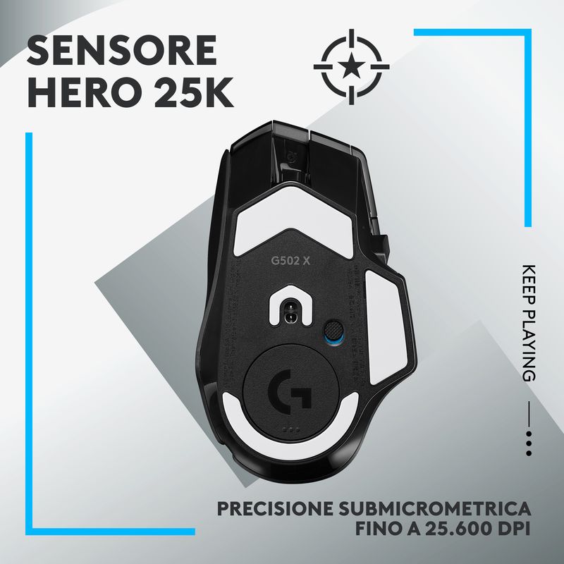 Logitech-G-G502-X-LIGHTSPEED---Mouse-Gaming-Wireless-Ottico