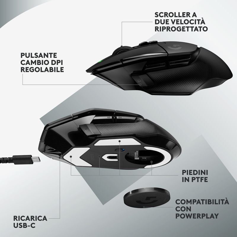 Logitech-G-G502-X-LIGHTSPEED---Mouse-Gaming-Wireless-Ottico